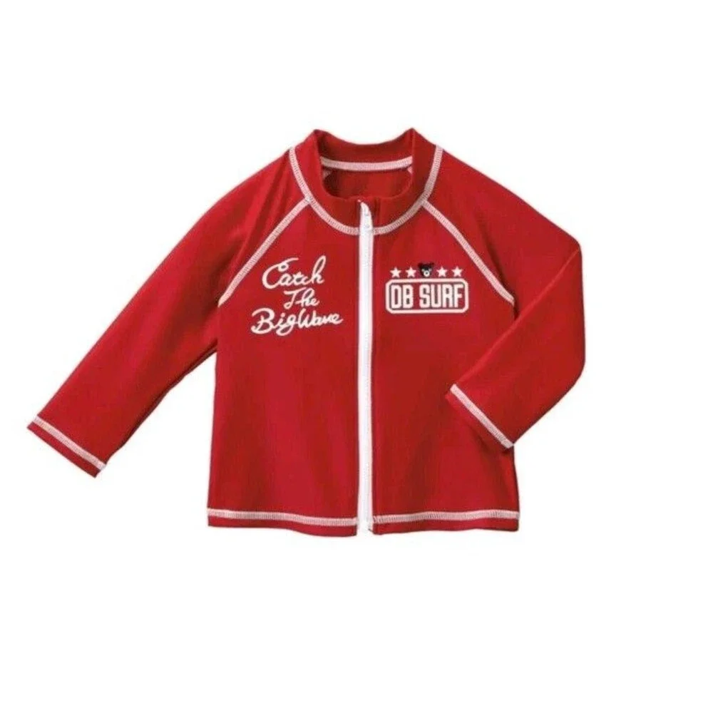 Miki House Red Catch The Big Wave Unisex Rash Guard Size 13 21 Inch Chest